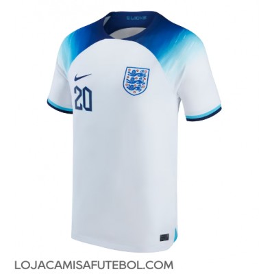 Camisa de Futebol Inglaterra Phil Foden #20 Equipamento Principal Mundo 2022 Manga Curta
